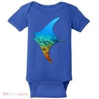 Manta Ray Silhouette Earth Day And Ocean Week Gift Baby Bodysuit thumb 0