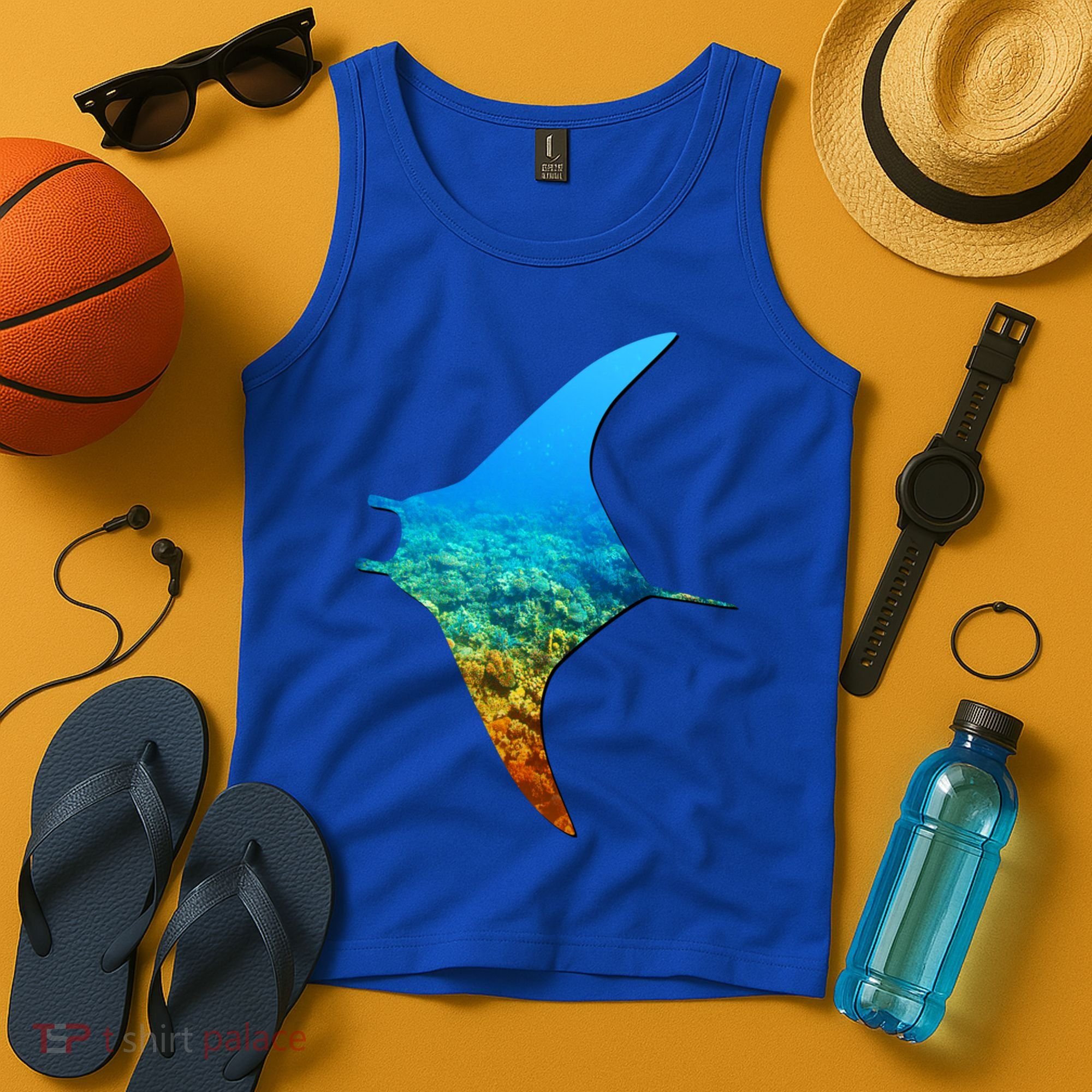 Manta Ray Silhouette Earth Day And Ocean Week Gift Tank Top