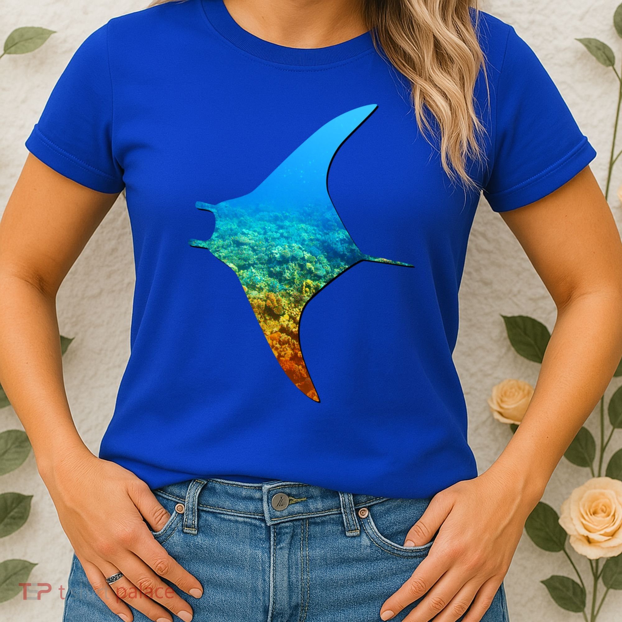 Manta Ray Silhouette Earth Day And Ocean Week Gift Women's T-Shirt