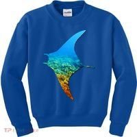 Manta Ray Silhouette Earth Day And Ocean Week Gift Kids Sweatshirt thumb 0