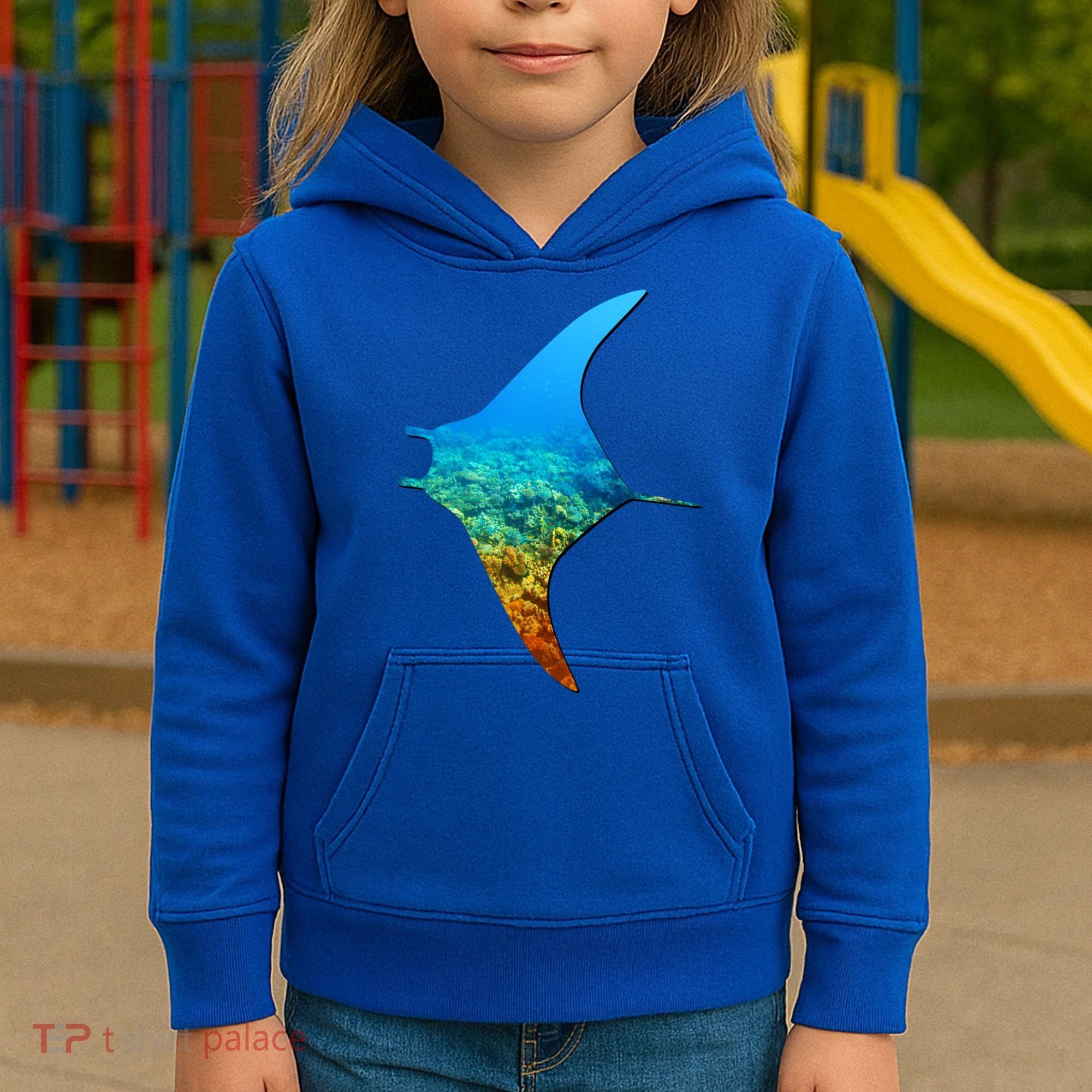 Manta Ray Silhouette Earth Day And Ocean Week Gift Kids Hoodie