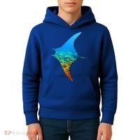 Manta Ray Silhouette Earth Day And Ocean Week Gift Kids Hoodie thumb 4