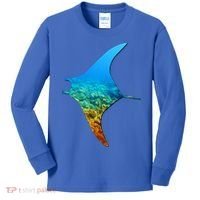 Manta Ray Silhouette Earth Day And Ocean Week Gift Kids Long Sleeve Shirt thumb 0