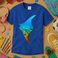 Manta Ray Silhouette Earth Day And Ocean Week Gift Kids T-Shirt thumb 3