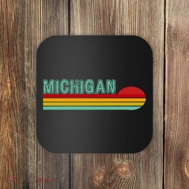 Michigan Retro Sunset Logo Coaster