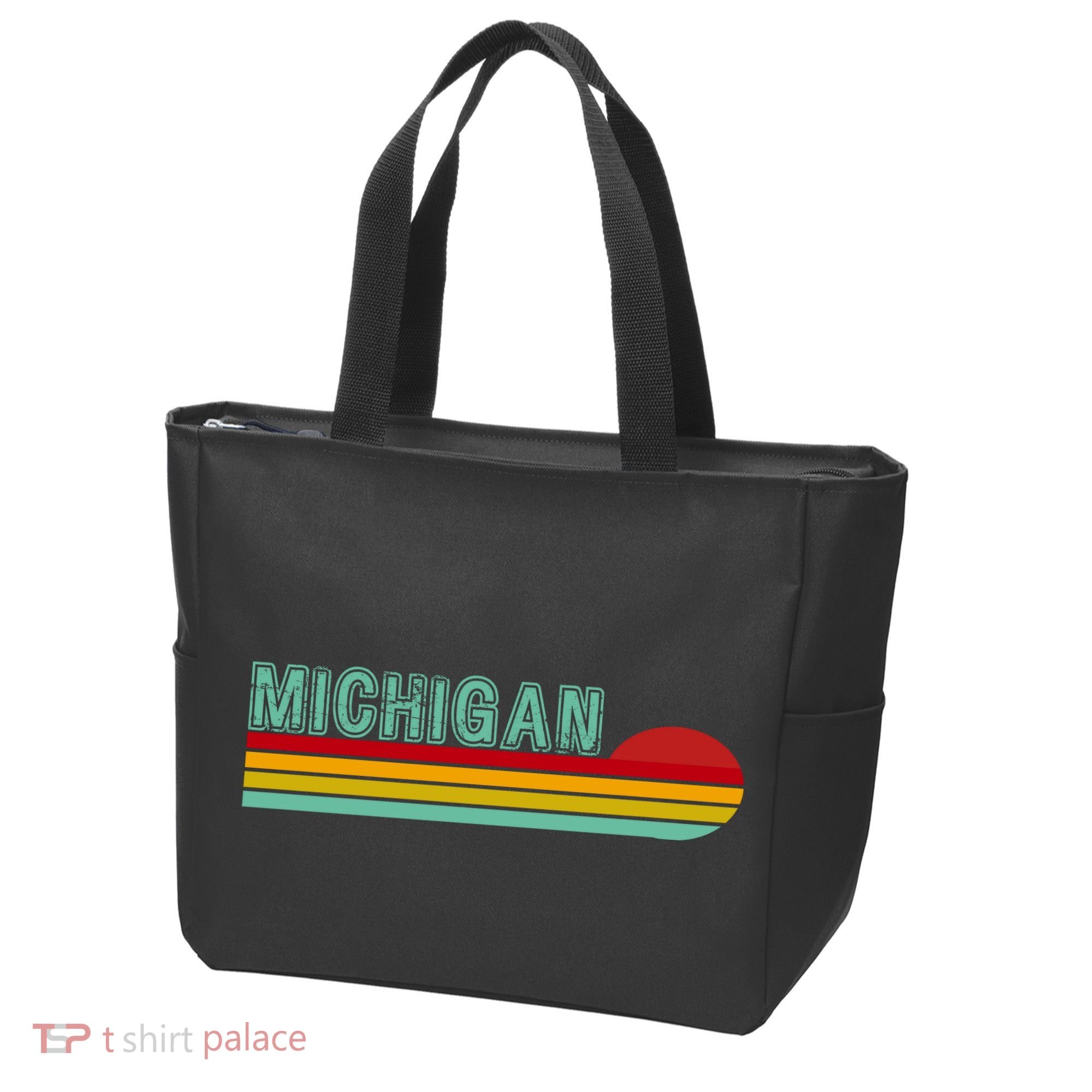 Michigan Retro Sunset Logo Tote Bag