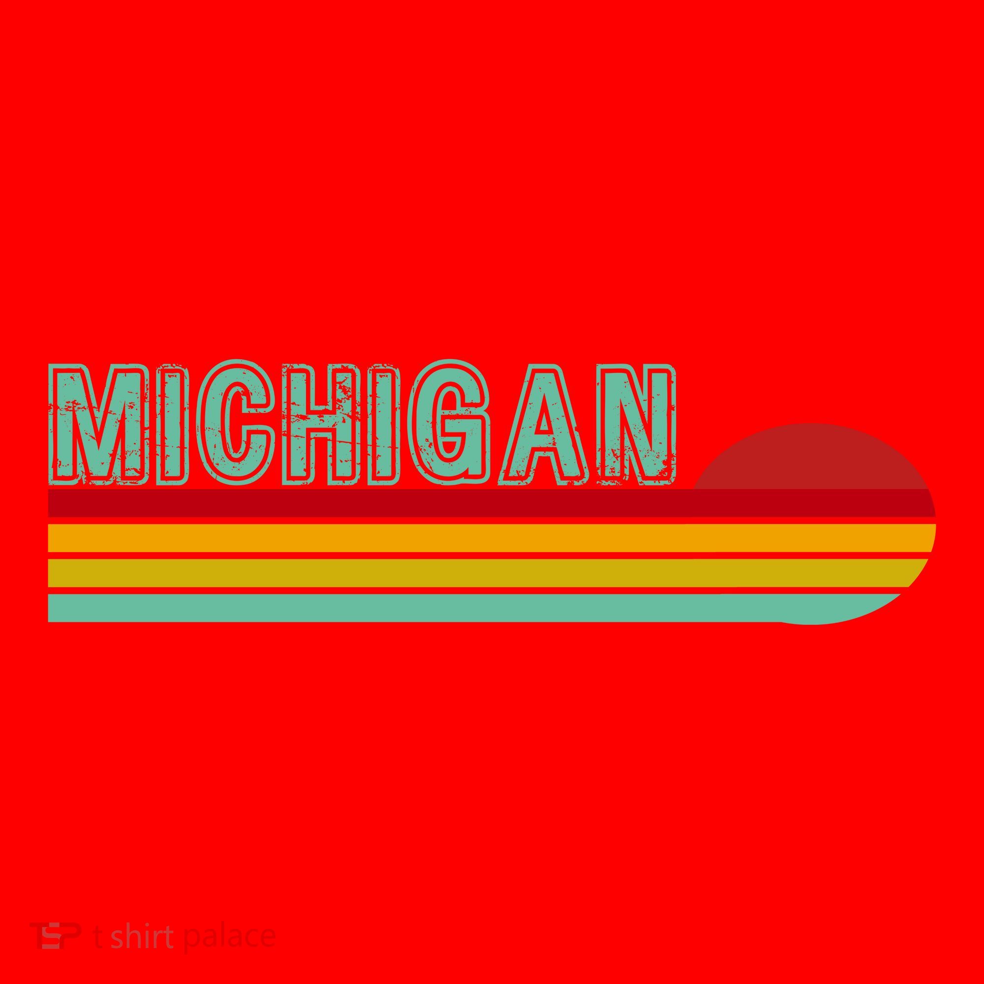 Michigan Retro Sunset Logo Santa Hat