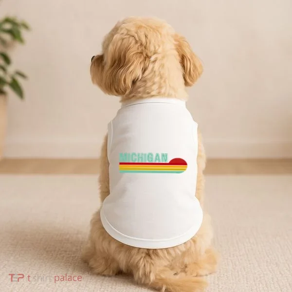 Michigan Retro Sunset Logo Doggie Tank