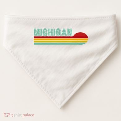 Michigan Retro Sunset Logo USA-Made Doggie Bandana