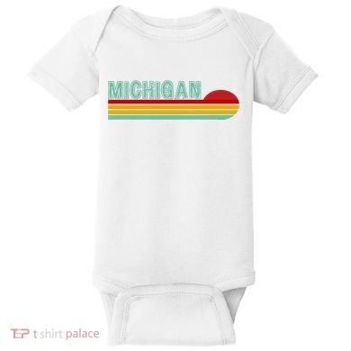 Michigan Retro Sunset Logo Baby Bodysuit