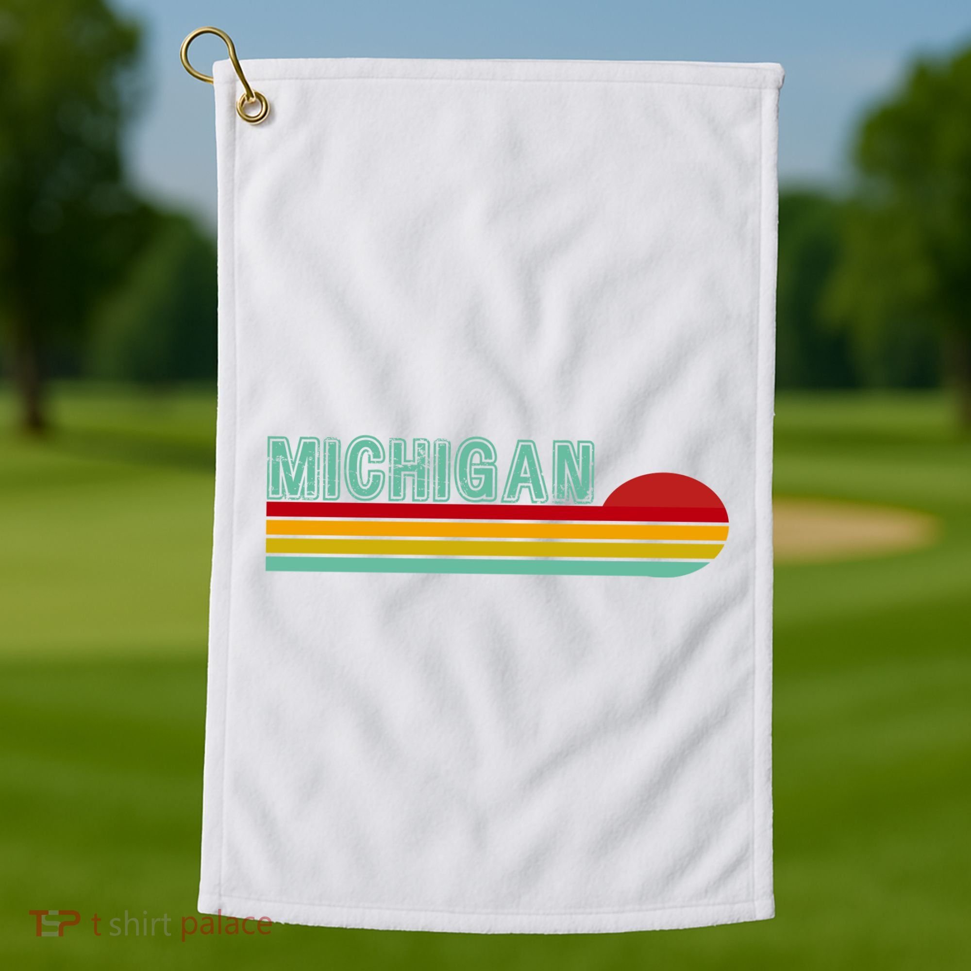 Michigan Retro Sunset Logo Golf Towel