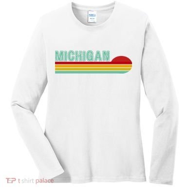 Michigan Retro Sunset Logo Women's Long Sleeve Shirt