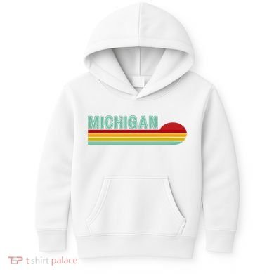 Michigan Retro Sunset Logo Kids Hoodie