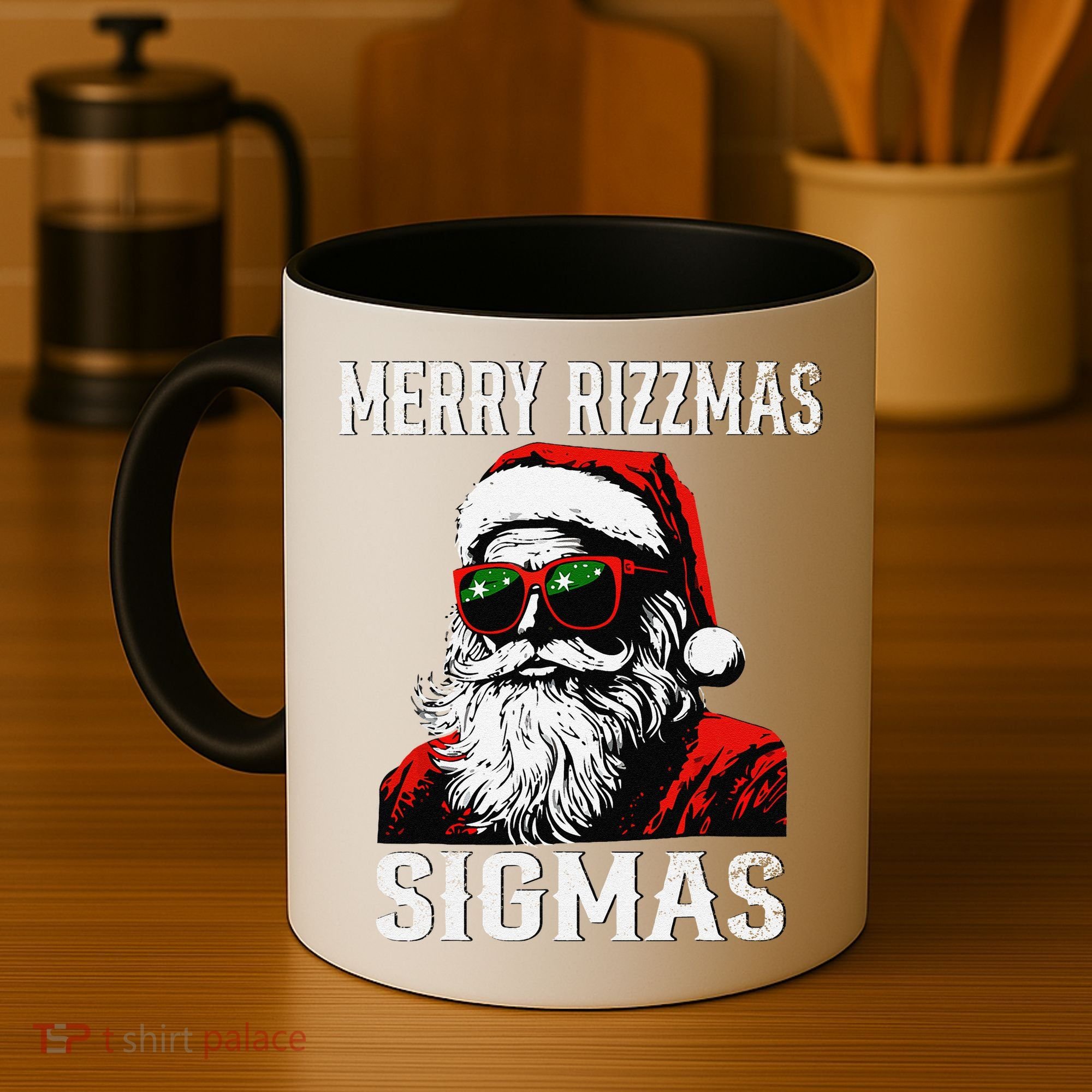 Merry Rizzmas Teens School Retro Christmas Santa Claus Coffee Mug