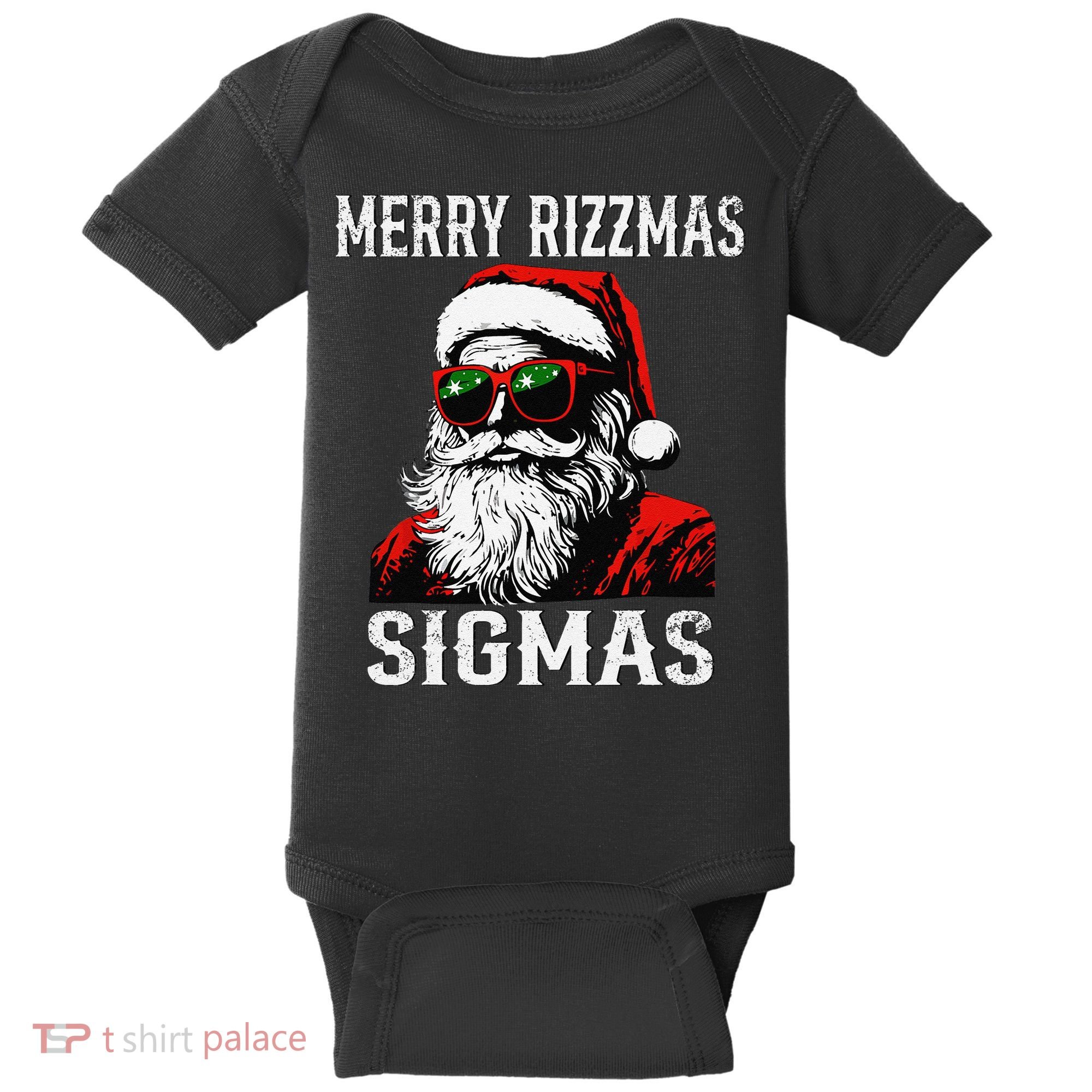Merry Rizzmas Teens School Retro Christmas Santa Claus Baby Bodysuit