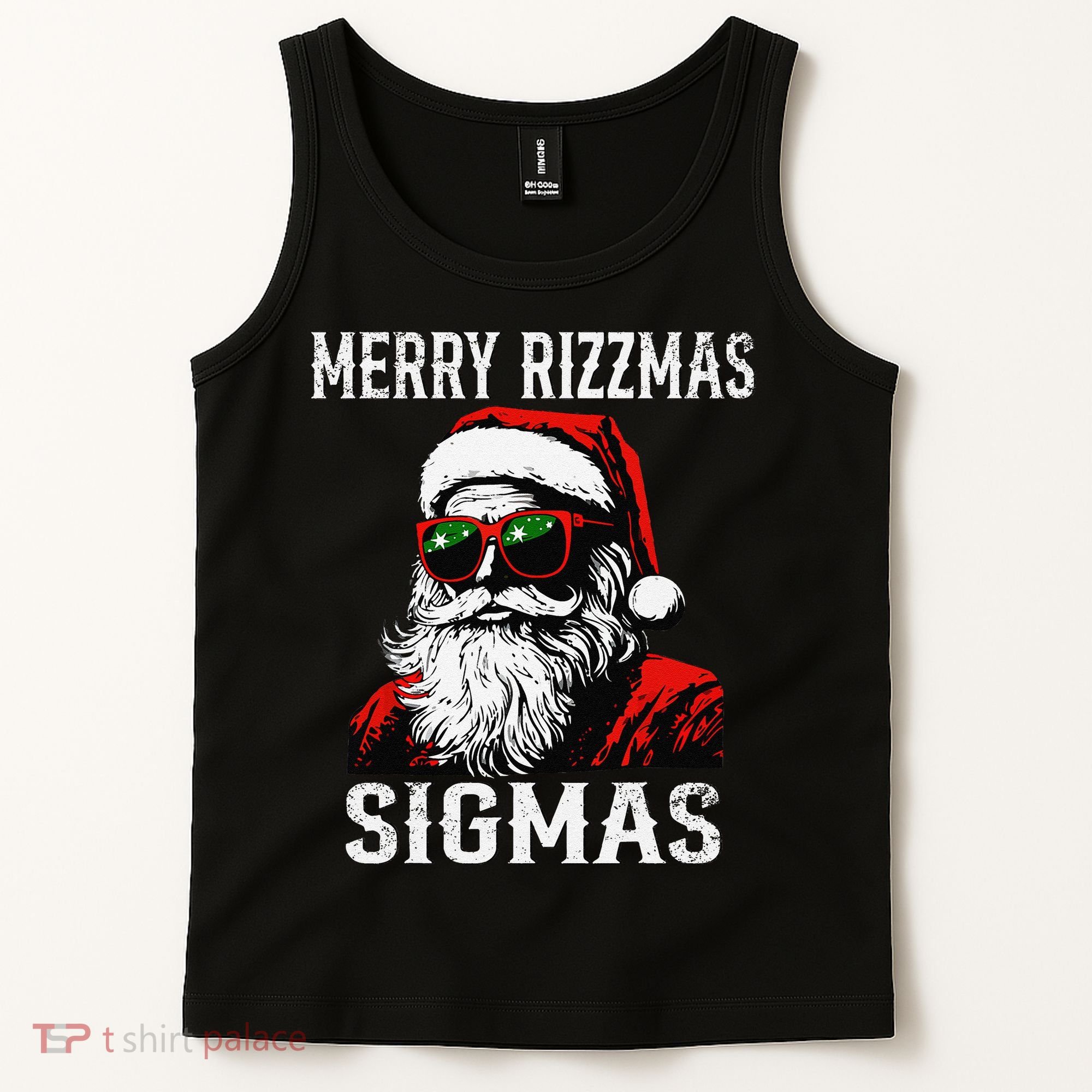 Merry Rizzmas Teens School Retro Christmas Santa Claus Tank Top