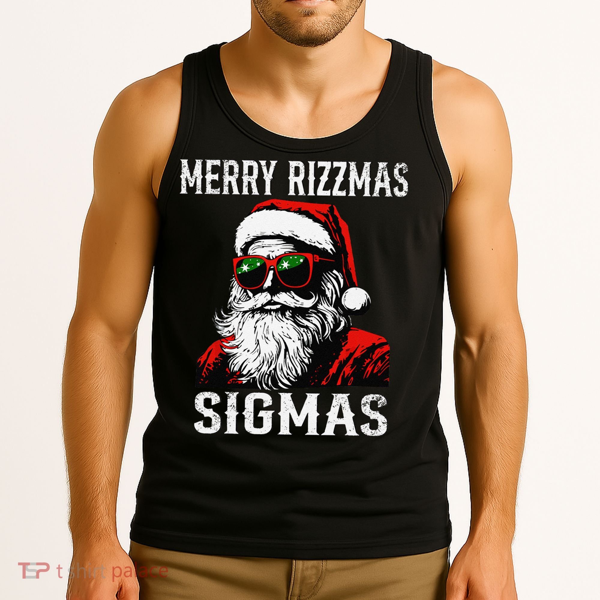 Merry Rizzmas Teens School Retro Christmas Santa Claus Tank Top