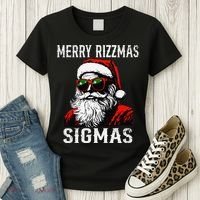 Merry Rizzmas Teens School Retro Christmas Santa Claus Women's T-Shirt thumb 3
