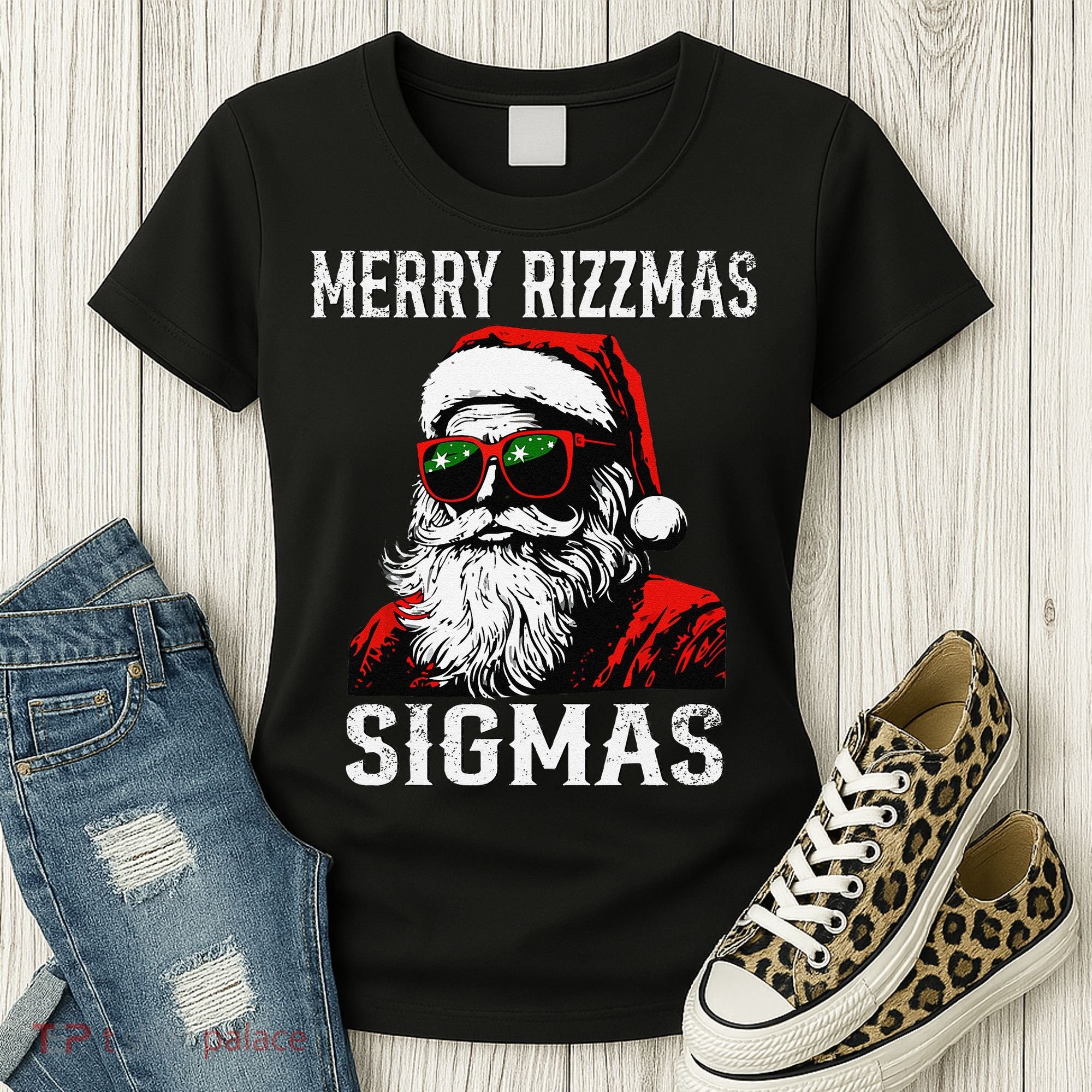Merry Rizzmas Teens School Retro Christmas Santa Claus Women's T-Shirt