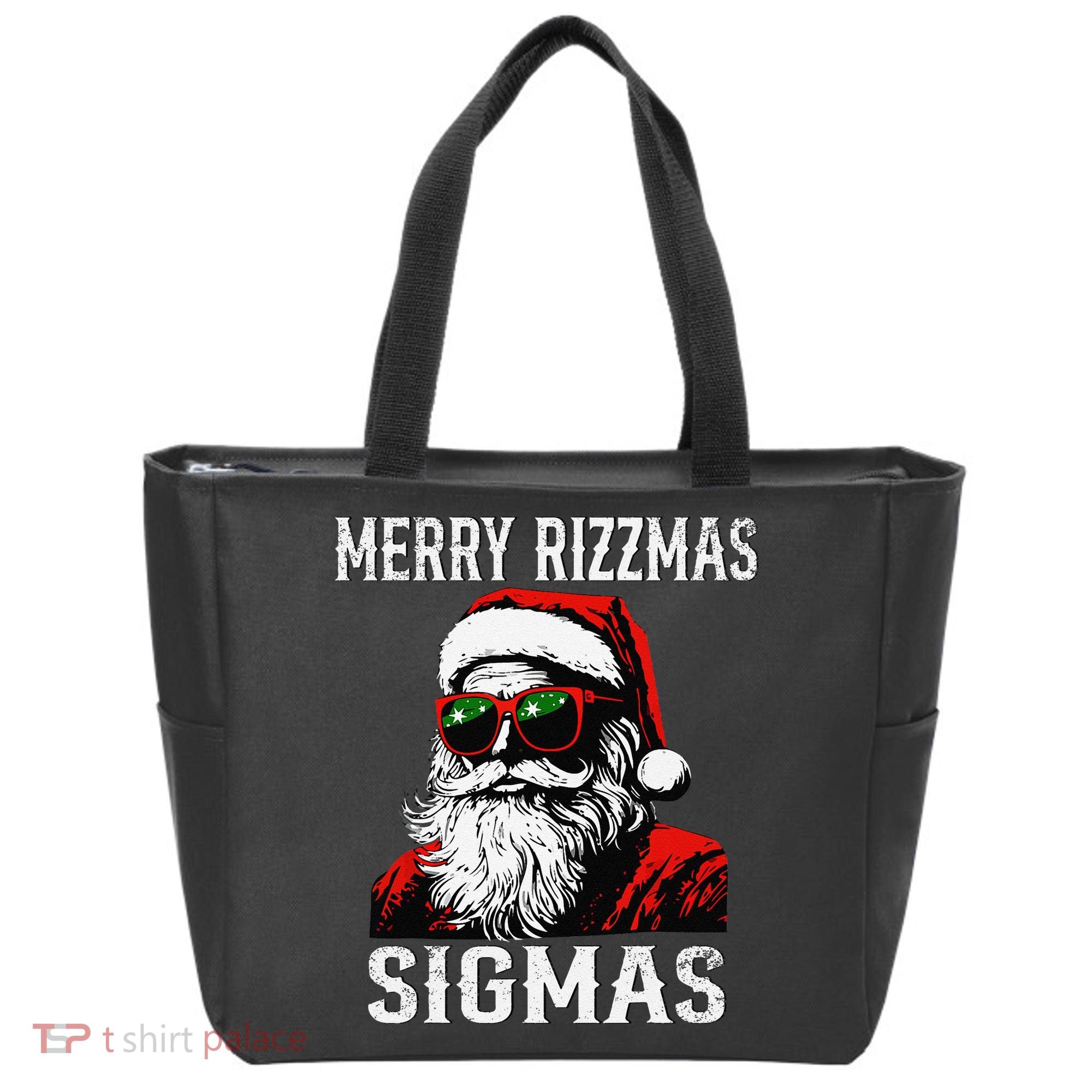Merry Rizzmas Teens School Retro Christmas Santa Claus Tote Bag