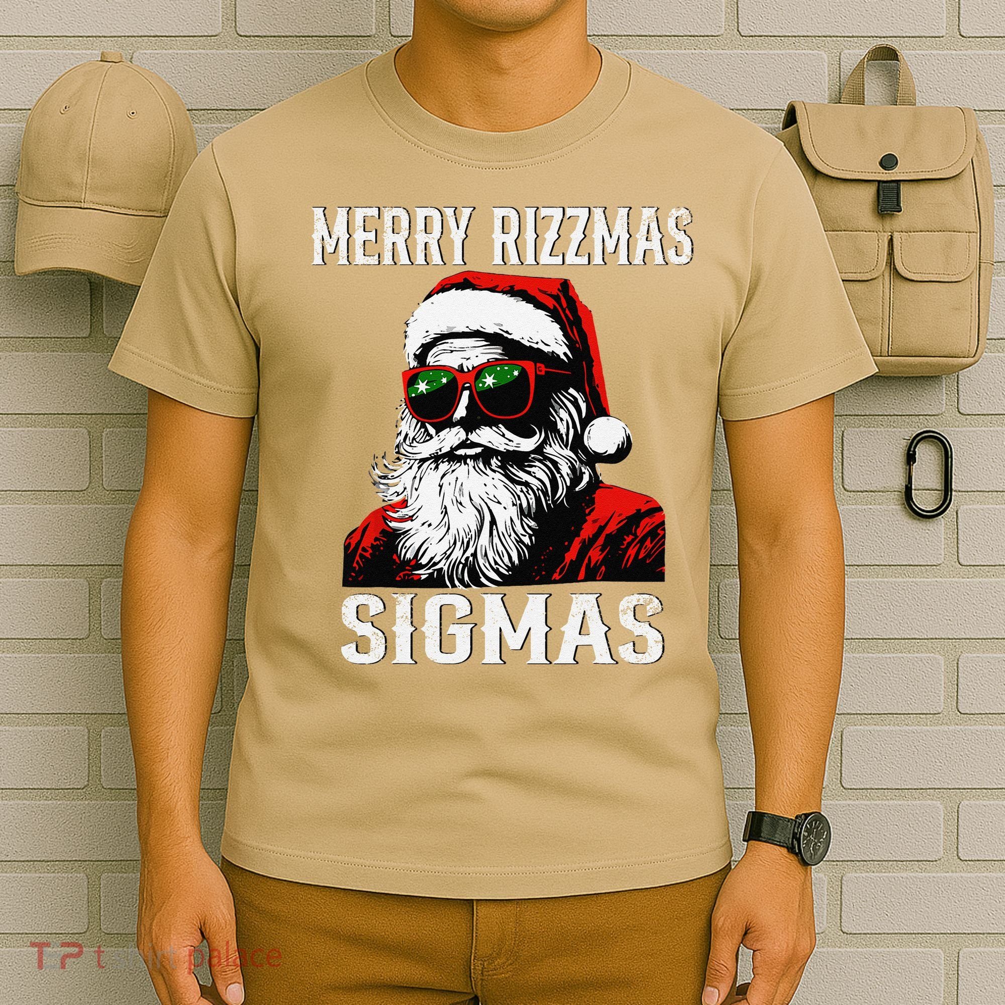 Merry Rizzmas Teens School Retro Christmas Santa Claus T-Shirt
