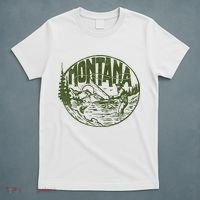 Montana Retro Trout Fishing Vintage Fly Fisherman Sketch T-Shirt thumb 5