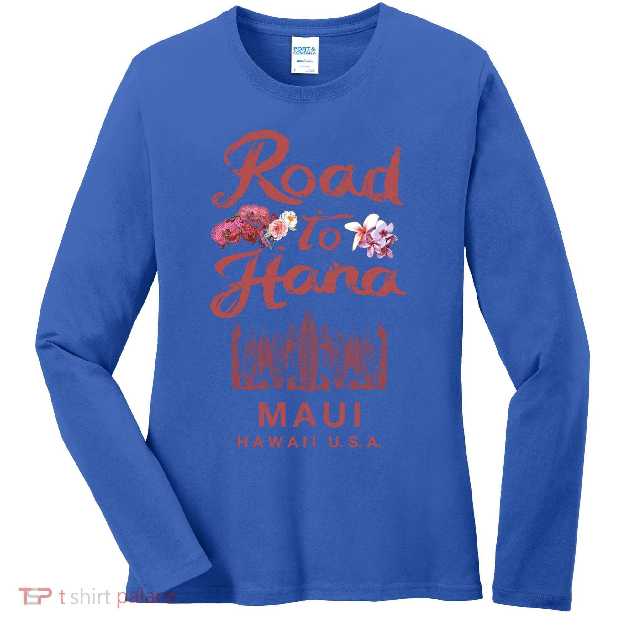 Maui Road To Hana Hawaii Retro Hawaiian Gift Women's Long Sleeve Shirt