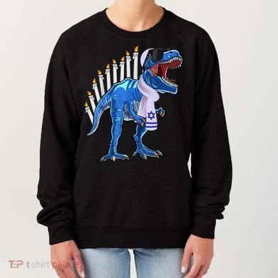 Menorasaurus Rex T Rex Dinosaur Hanukkah Gift Women's Sweatshirt