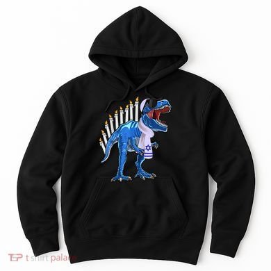 Menorasaurus Rex T Rex Dinosaur Hanukkah Gift Hoodie