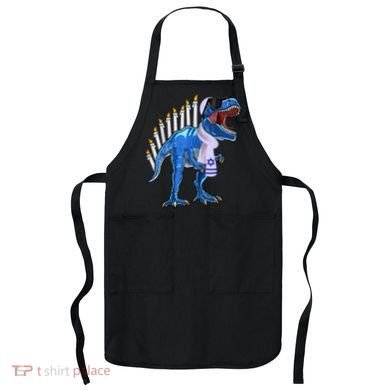 Menorasaurus Rex T Rex Dinosaur Hanukkah Gift Apron