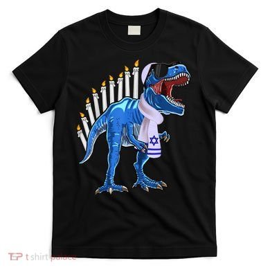 Menorasaurus Rex T Rex Dinosaur Hanukkah Gift T-Shirt