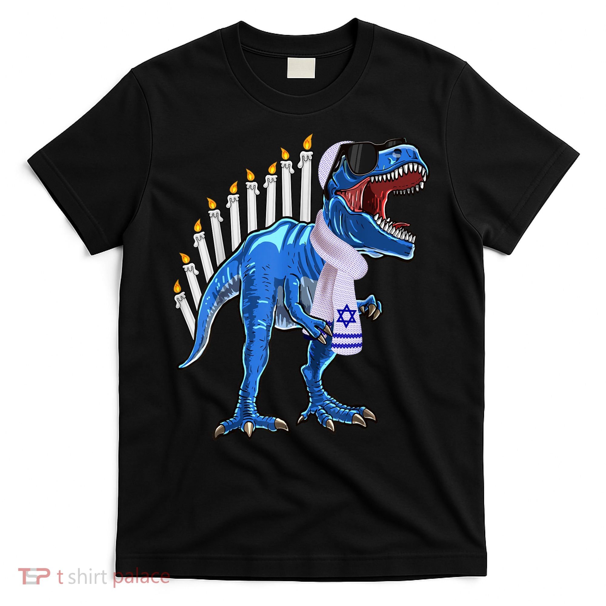 Menorasaurus Rex T Rex Dinosaur Hanukkah Gift T-Shirt