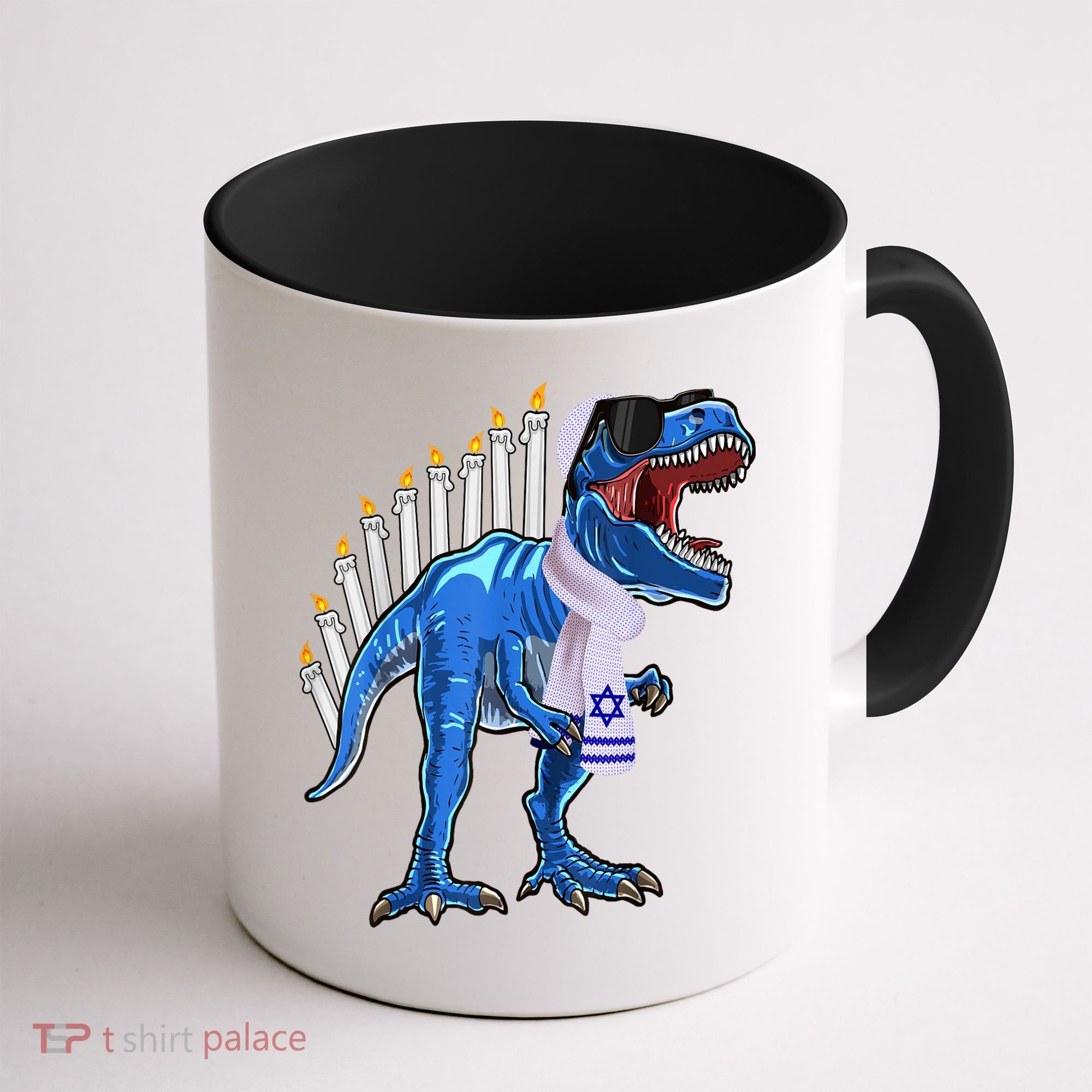 Menorasaurus Rex T Rex Dinosaur Hanukkah Gift Coffee Mug