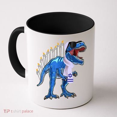 Menorasaurus Rex T Rex Dinosaur Hanukkah Gift Coffee Mug