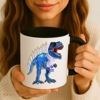 Menorasaurus Rex T Rex Dinosaur Hanukkah Gift Coffee Mug thumb 3