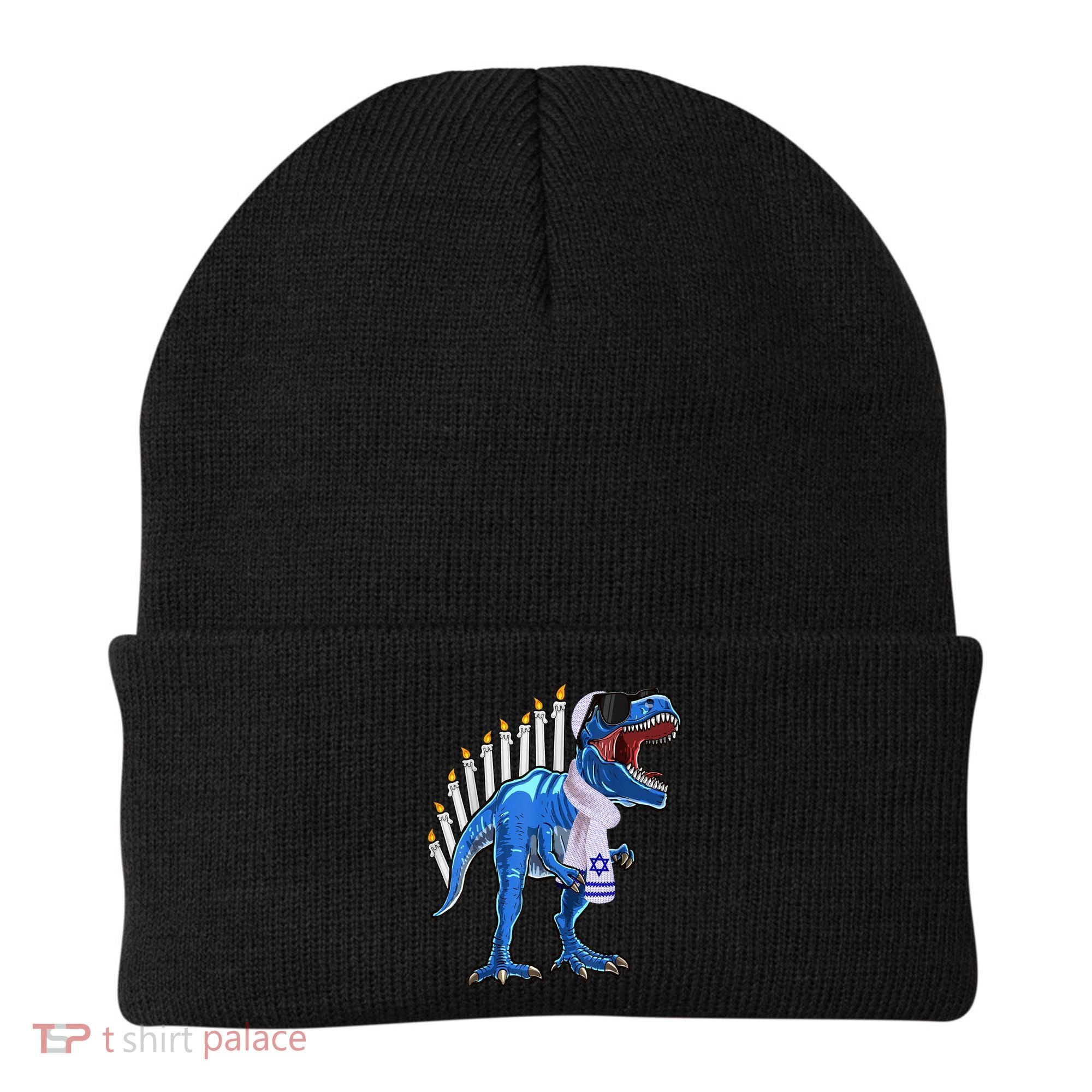 Menorasaurus Rex T Rex Dinosaur Hanukkah Gift Beanie