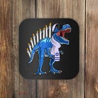 Menorasaurus Rex T Rex Dinosaur Hanukkah Gift Coaster thumb 0