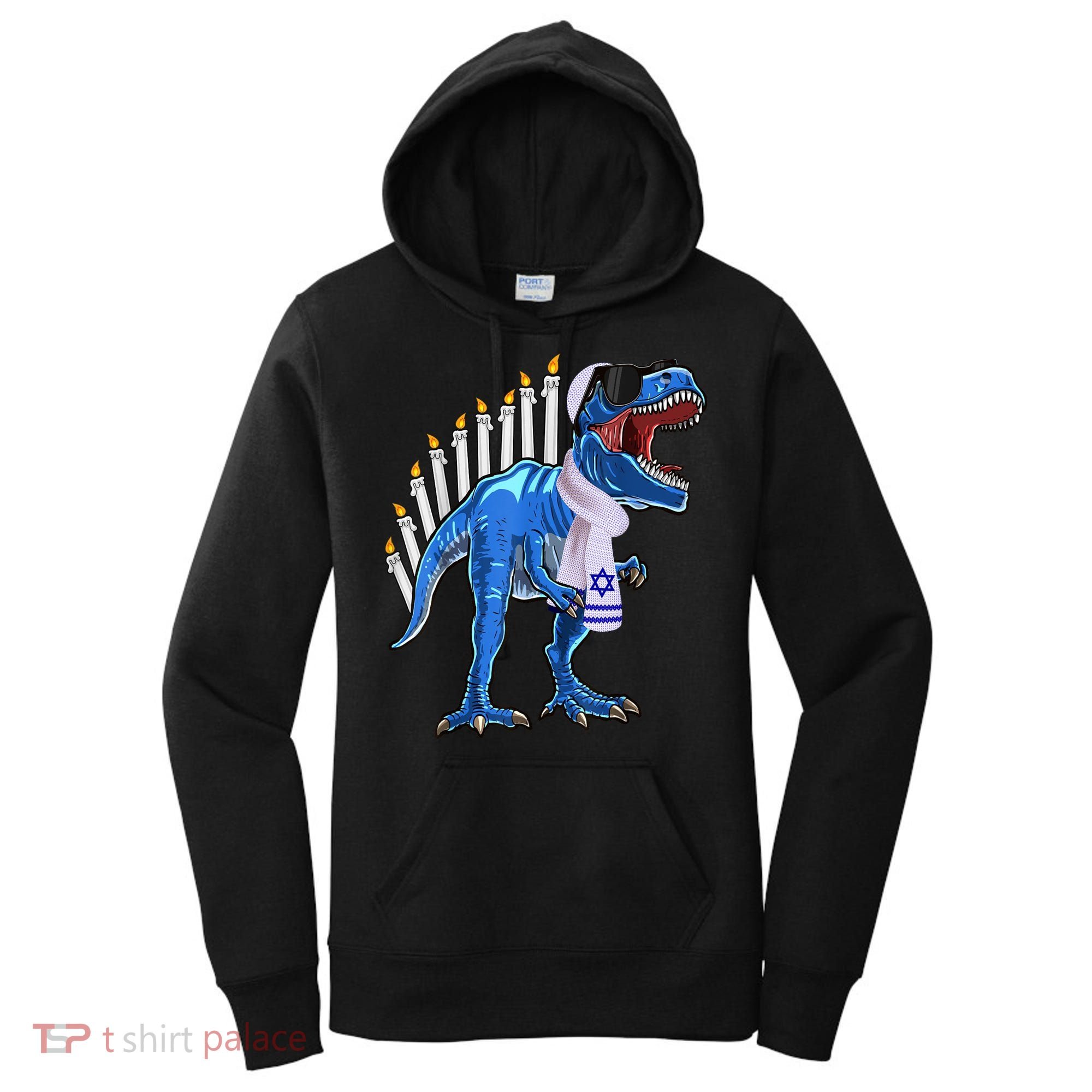 Menorasaurus Rex T Rex Dinosaur Hanukkah Gift Women's Hoodie