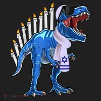 Menorasaurus Rex T Rex Dinosaur Hanukkah Gift Golf Towel thumb 3