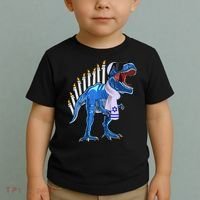 Menorasaurus Rex T Rex Dinosaur Hanukkah Gift Toddler T-Shirt thumb 2
