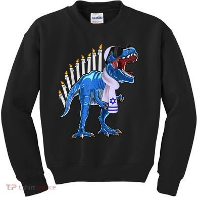 Menorasaurus Rex T Rex Dinosaur Hanukkah Gift Kids Sweatshirt