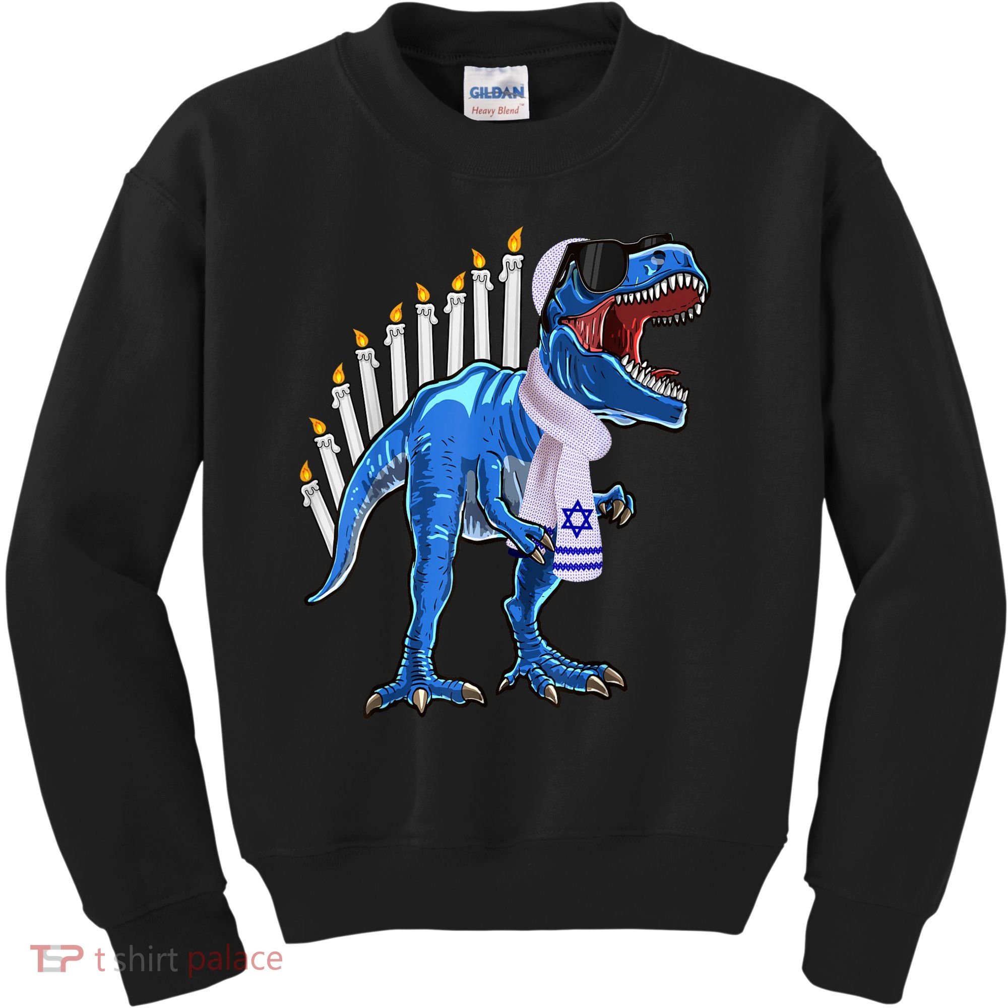 Menorasaurus Rex T Rex Dinosaur Hanukkah Gift Kids Sweatshirt