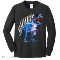 Menorasaurus Rex T Rex Dinosaur Hanukkah Gift Kids Long Sleeve Shirt thumb 0