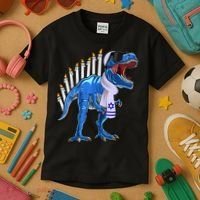 Menorasaurus Rex T Rex Dinosaur Hanukkah Gift Kids T-Shirt thumb 3