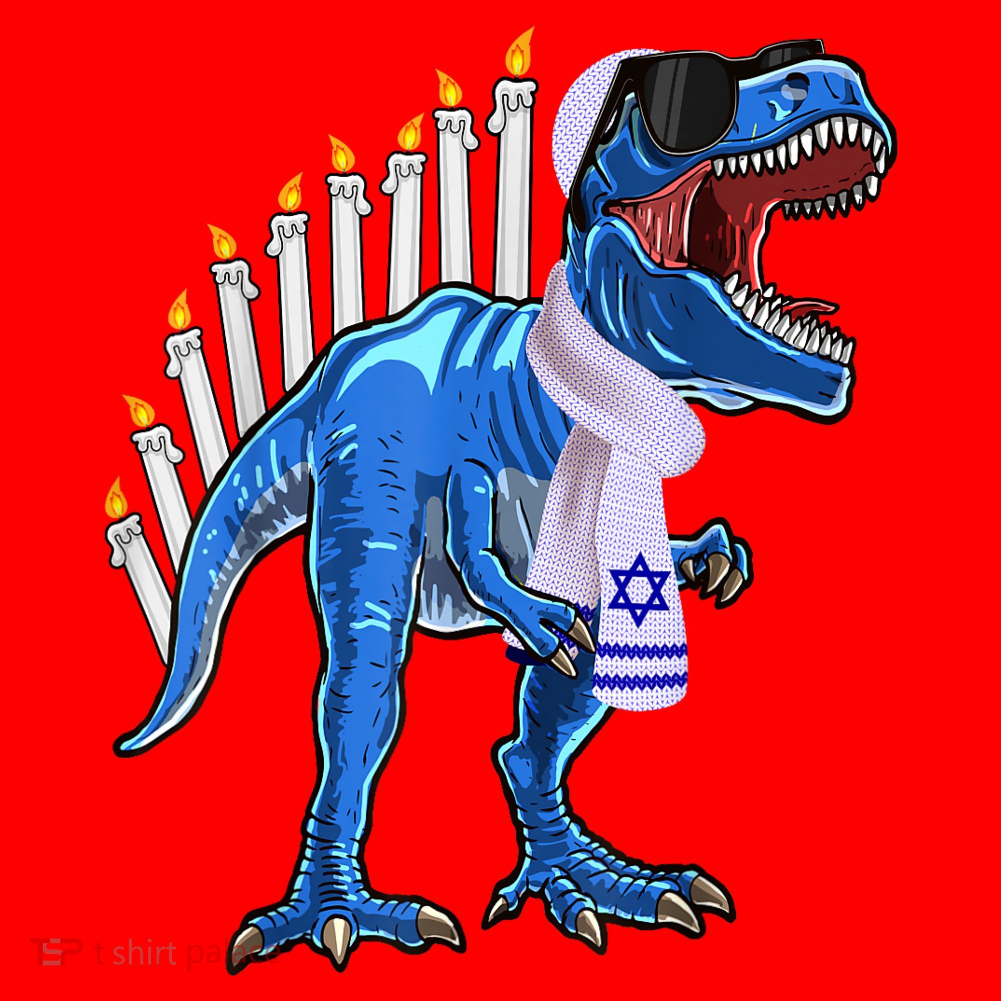 Menorasaurus Rex T Rex Dinosaur Hanukkah Gift Santa Hat