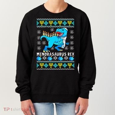 Menorasaurus Rex T Rex Dinosaur Hanukkah Women's Sweatshirt