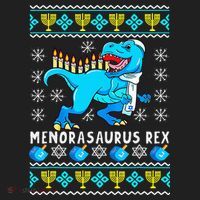 Menorasaurus Rex T Rex Dinosaur Hanukkah Women's Sweatshirt thumb 2