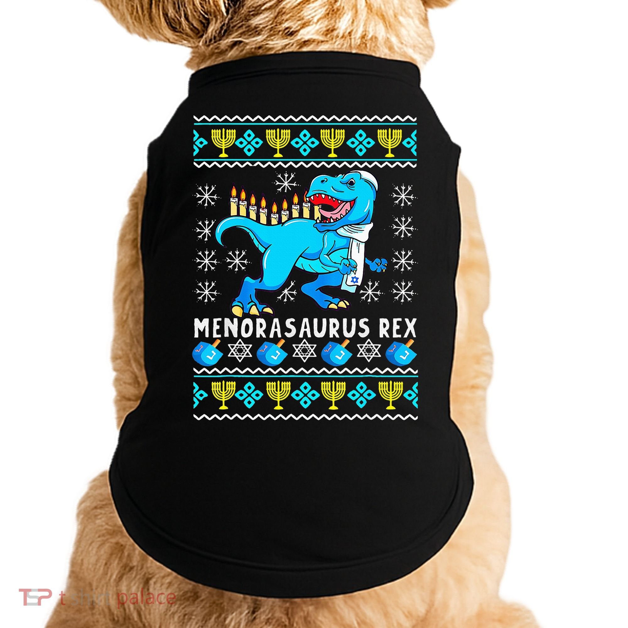 Menorasaurus Rex T Rex Dinosaur Hanukkah Doggie Tank