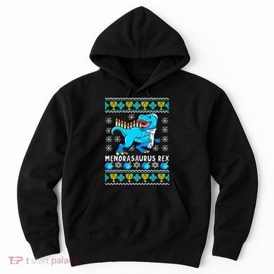 Menorasaurus Rex T Rex Dinosaur Hanukkah Hoodie