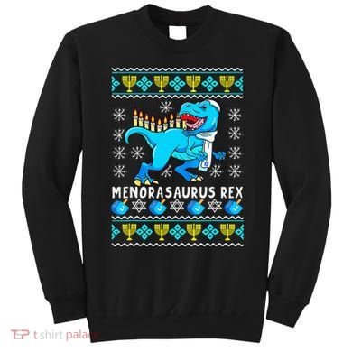 Menorasaurus Rex T Rex Dinosaur Hanukkah Sweatshirt